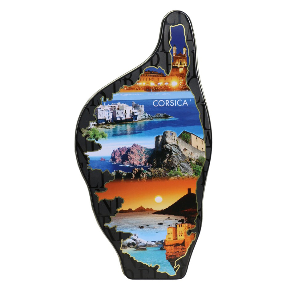 Canistrelli mit Mandeln - Metallschachtel in Korsika-Form