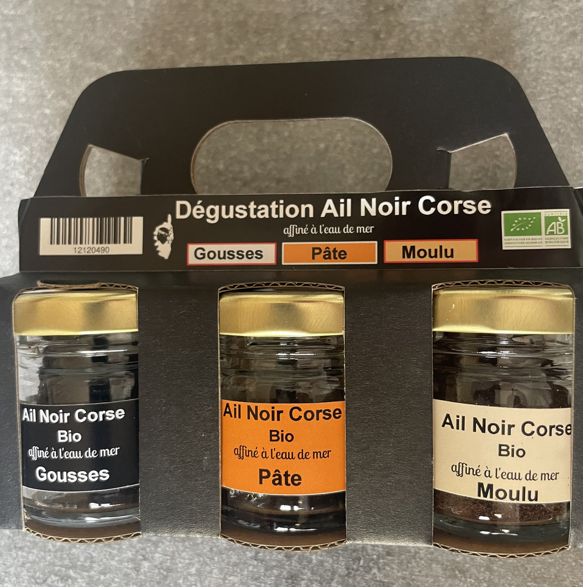 Trio dégustation Ail Noir Corse – 3 mini pots x 40 ml (pré-commande PRO)